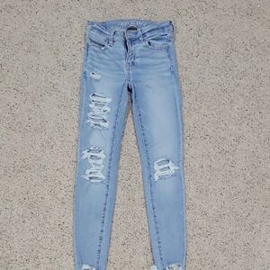 American Eagle Outfitters Light Blue Ripped Skinny Jeans
